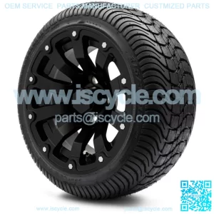 12" Bomber Matte Black Golf Cart Wheels and Tires (215-35-12) - Set of 4