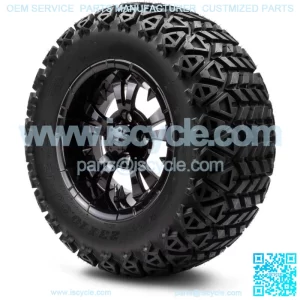 12" Vampire Glossy Black Golf Cart Wheels and Tires (23x10.50-12) - Set of 4