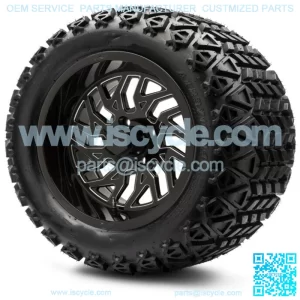 14" Carnage Black Ball Mill Golf Cart Wheels and Tires 23x10.00-14 Set of 4