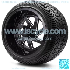 14" Fury Black Ball Mill Golf Cart Wheels and Tires (205-30-14) Set of 4