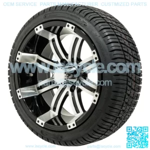 Set of 4 - 14 inch Machined Golf Cart Wheels on Low Profile Tires