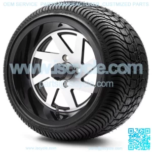14" Fury Glossy Machined Golf Cart Wheels and Tires (205-30-14) Set of 4