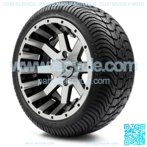 12" Assault Machined and Black Golf Cart Wheels and Tires (215-35-12) - Set of 4