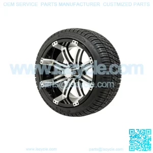 Set of 4 14" Black/Machined Golf Cart Wheels & 205/30-14 (18") Tires