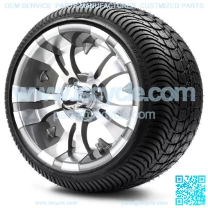 14" Vampire Gunmetal Golf Cart Wheels and Tires (205-30-14) - Set of 4