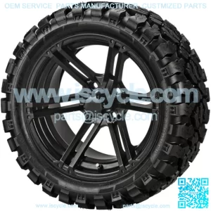 4 Golf Cart 23x10-14 Sierra Rover Tires on 14x7 Matte Black Yukon Wheels