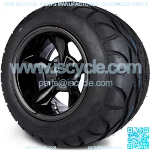 12" Godfather Glossy Black Golf Cart Wheels and Radial Tires (245/50-12)