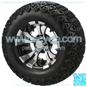 4 Golf Cart 23x10.50-12 All-Terrain Tires 12x7 Black/Machined Vampire Wheels