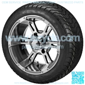 (4) Golf Cart 215/40-12 DOT Street Tires on 12x7 Gunmetal Raptor Wheels