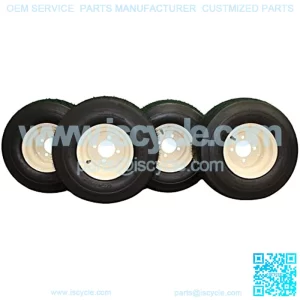 18x8.50-8 with 8x7 Beige/Tan Wheel Assembly for Golf Cart and Lawn Mower (Set of 4)