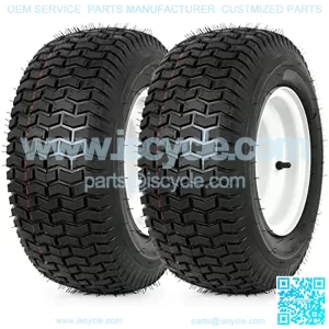 16x6.50-8 Lawn Mower Tires with Rim, 3" Offset Hub, 3/4" Bushing, 16x6.5-8 Tractor Turf Tire, 4 Ply Tubeless, Set of 2