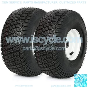 15x6.00-6 Lawn Mower Tires with Rim, 3" Offset Hub, 3/4" Bushing, 4 Ply Tubeless, 15x6-6 Tractor Turf Tire, Set of 2