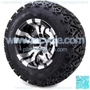 10" Vampire Machined Black Golf Cart Wheels and All Terrain Tires Combo Set of 4