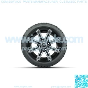 Set of 4 12" Tempest Black/Machined Golf Cart Wheels & 215/35-12 (18") Tires