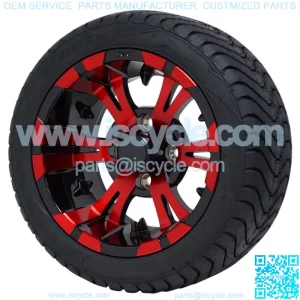 12" Vampire Red/Black Aluminum Wheels and 215/40-12 Low Pro DOT Tires - Set of 4