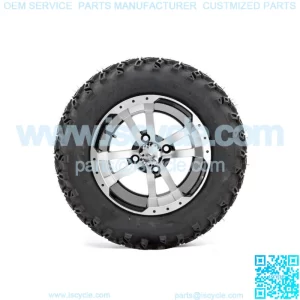 12" Storm Trooper Black/Machined Lifted Golf Cart Wheels on 22" Tires-Set of 4