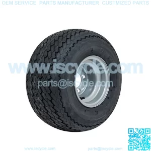 Set of 4 Golf Cart Tire Wheel Assembly 8" Topspin Sawtooth with Silver Steel