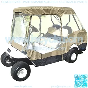 Formosa Covers 4 Person Golf Cart Driving Enclosure Cover (2 Front Passenger with 2 Person Rear Facing Bench Short Roof 58") 4-Sided Transparent Windows | Durable YKK Door Zipper | Grey or Taupe