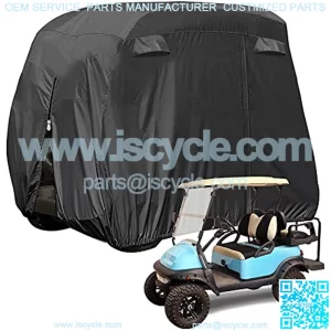 4 Passenger Golf Cart Cover Fits EZGO, Club Car, Yamaha, 400D Waterproof Windproof Sunproof Outdoor All-Weather Polyester Full Cover with Three Zipper Doors - Black/Army Green/Sliver/Camouflage