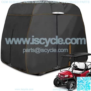 Rosefray Waterproof Golf Cart Cover Universal Fits for Most 4 Passenger/2Passenger EZGO, Club Car, Yamaha Golf Cart-Black/Light Tan