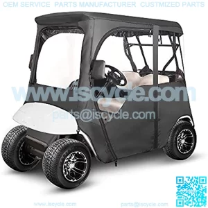 Golf Cart Deluxe Enclosure for EZGO TXT 2 Passenger, 4-Sided Clear PVC Window Rain Cover with Zipper Entry, Black