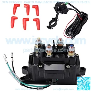 ATV Winch Solenoid & Switch Kit 12V 250A Winch Rocker Thumb Switch Combo, Solenoid Relay Contactor w/Protecting Caps for UTV Truck 4x4 Vehicles