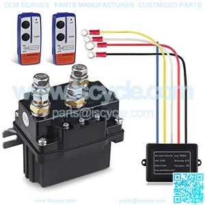 12V 500A Winch Solenoid Relay Contactor+2pcs Wireless Winch Remote Control Kit with 6 Protecting Caps Universal for Truck Jeep ATV SUV 5500-12000lbs Winch