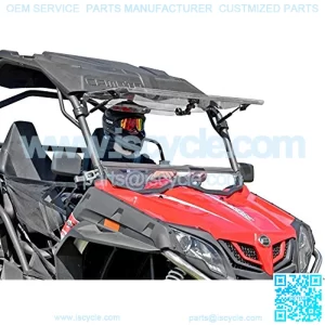Scratch Resistant 3-in-1 Flip Windshield for 2014+ CFMOTO ZForce 500/800 Trail / 800 EX / 1000 | Easy Install | 1/4" Thick Polycarbonate | USA Made | Can be Set to Open, Vented, or Closed!