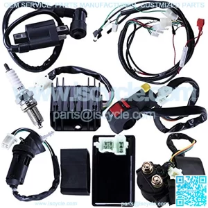 Complete Electrics Wiring Harness CDI Ignition Coil Solenoid Relay Spark Plug Kits For Chinese 4-Stroke ATV QUAD Dirt Bike 150cc 200cc 250cc Go Kart By OTOHANS AUTOMOTIVE