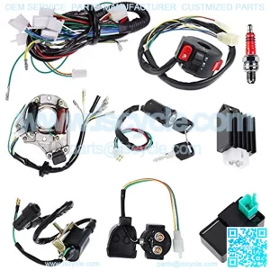 Complete Electrics Stator Coil CDI Wiring Harness Solenoid Relay Spark Plug for 4 Stroke ATV 50cc 70cc 110cc 125cc Pit Quad Dirt Bike Go Kart Scooter Moped Parts Complete Wiring Harness by TOPEMAI