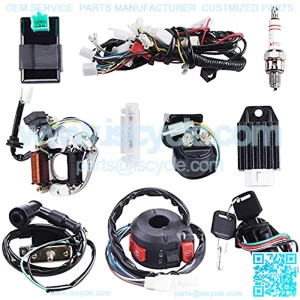 Complete Electrics Wiring Harness Stator Coil CDI Solenoid Relay Spark Plug For 4 wheelers Stroke ATV ??50cc 70cc 110cc 125cc?? Pit Quad Dirt Bike Go Kart By