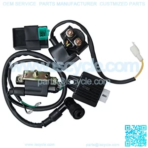 High Performance CG set of Ignition Coil AC CDI Solenoid Relay Voltage Regulator for CG 49cc 50cc 70cc 90cc 110cc 125cc ATV Quad TAOTAO Qiye Dirt Bike Go Kart