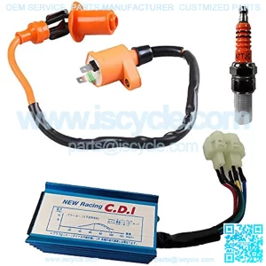 GY6 Ignition Coil Set Ignition Coil+ 6 Pin CDI + Spark Plug for 50cc 125cc 150cc 4-stroke Engines Scooter ATV Go Kart Moped Quad Pit Dirt Bike Cart