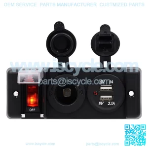 Three-position board center console power switch + red dual usb+12V seat