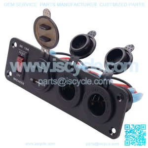 New center console power switch + 2 cigarette lighter holders + 4.2A USB with voltmeter
