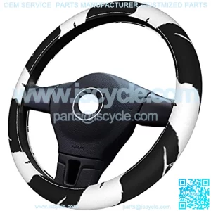 Comfortable Snowmobile Leather Steering Wheel Cover for Car Men's and Women's Universal 15 Inch