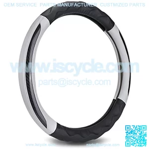 Pu Leather Microfiber Anti Slip Steering Wheel Cover for Most of Golf Cart(not Include EZGO) - Black Gray