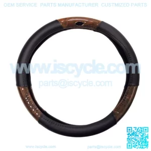 Golf Cart Steering Wheel Cover Universal Woodgrain and Black
