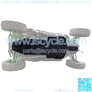 SuperATV Heavy Duty Full Skid Plate Kawasaki KRX 1000 (2020+) - Full Front to Back Protection - Drain Ports for Easy Cleanup