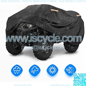 Four Wheeler Cover, ATV Cover w/Reflective Straps Water-Resistant Outdoor Storage, 4 Wheeler Quad Cover w/Elastic Base Wrap Protects 4 Wheeler Away from Snow Rain or Sun, 100 x 43 x 47'' L