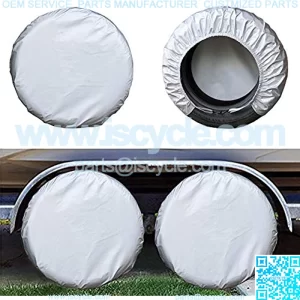 Rv Tire Covers Set of 4, Travel Trailer Camper Truck SUV Motorhome Waterproof Wheel Cover, Sun Rain Snow Protector, Fit 27-29 Inch Tire Diameter/Silver