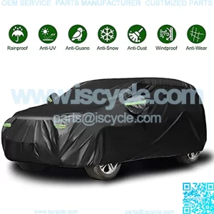 Car Cover Waterproof All Weather Protection Outdoor Full Cover Rain Sun UV Proof for Automobiles Universal Fit (Medium Black)