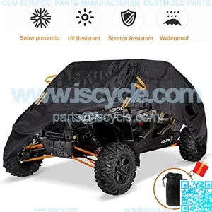 UTV Cover Waterproof Heavy Duty Black Oxford Cloth Protection Covers UTV Accessories for Polaris Ranger RZR Yamaha Kawasaki Mahindra Can-Am Defender All Weather Side by Side Cover, 4-6 Seater