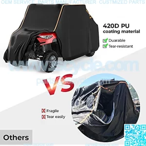 UTV Cover, Waterproof 4-Seats 2-Row Seating 420D Heavy Duty Cover with Reflective Strips Compatible with Polaris Ranger Crew 570 800 900 1000 XP RZR Turbo CAN-AM Defender Max Kawasaki Teryx