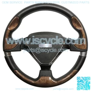 Yamaha 13" BONNEVILLE Woodgrain/Black Aluminum Golf Cart Steering Wheel (Fits all Years)
