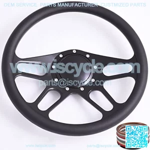14'' Billet Half Wrap 9 Bolts Steering Wheel with Horn Button(Black)