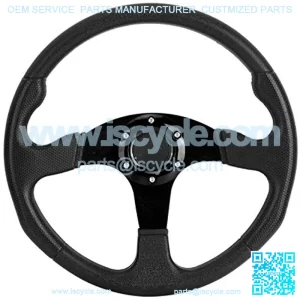 Steering Wheel,350mm/14in Racing Car Sport Steering Wheel Deep Dish 6 Bolts Universal Modified Accessory(Black)