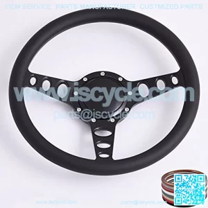 14'' Billet Half Wrap 9 Bolts Steering Wheel with 2'' Dish and Horn Button(Black)