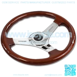 Steering Wheel Classic Wood Grain with Chrome Spokes 330mm - Part # ST-015-1CH