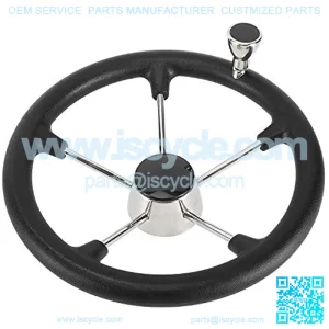 13-1/2 Inch Stainless Steel 5 Spoke Boat Marine Steering Wheel with Black PU